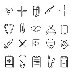 Fototapete - medical icon set , modern and simple graphics medical elements outline symbol for architecture and  medical business isolated vector illustration