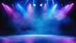 © Li - Empty Stage Dramatically Lit with Vibrant Blue and Purple Spotlights, Creating Anticipation for the Upcoming Performance