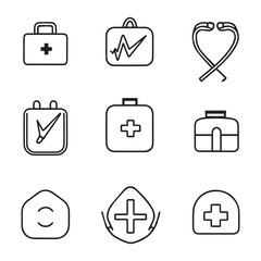 Fototapete - aid icons for web and applications , hand drawn medical instrument isolated vector on white background