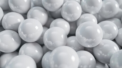 Poster - Close-up of glossy white spherical objects creating a  pattern, perfect for abstract backgrounds and texture studies in digital design.