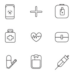 Fototapete - set of medical icons , hand drawn healthcare equipment medical icons isolated vector on white background