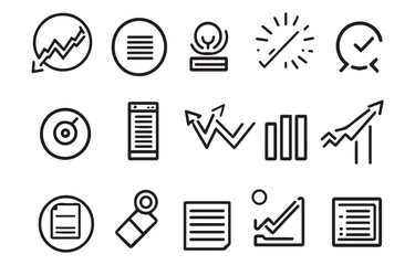 Fototapete - set of icons for web , hand drawn graphics icons element outline stoke isolated vector on white background