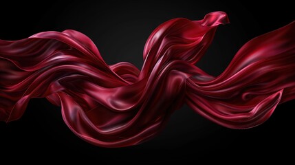   A red flowing fabric on a black background or a black background with a red flowing fabric, both on a black background