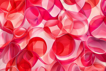 Digital graphic featuring vibrant red and pink design on clear background