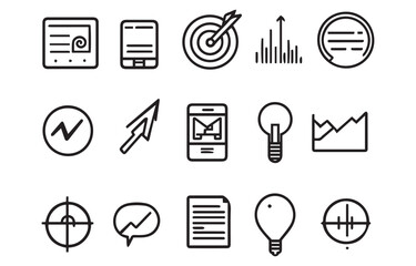 Fototapete - set of icons for web design, hand drawn graphics icons element outline stoke for ecommerce and business isolated vector on white background