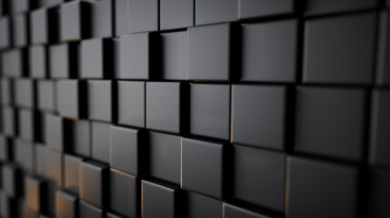 Poster - Modern abstract background featuring a  black cube pattern with soft lighting. Ideal for design, tech, or digital applications.