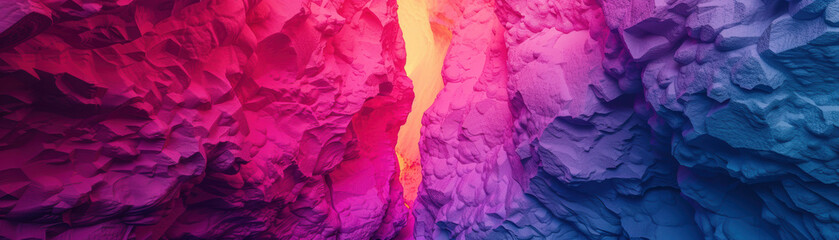 Poster - Vibrant abstract rock formation with pink, purple, and blue hues. Unique textured cavern illuminated with vivid colors creating a surreal and breathtaking scene.