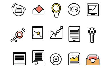 set of icons for web , minimal graphic design related vector icon pack for ecommerce and business  isolated  on white background