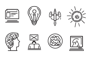 Fototapete - set of vector icons for design , unique graphics Icons for business technology isolated vector on white background	