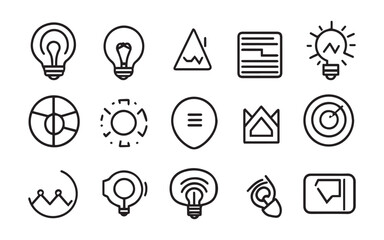 Fototapete - set of icons for web, modern thin line style of business related icons for contact, network, communication, media related hand drawing graphics elements for business isolated vector illustration 