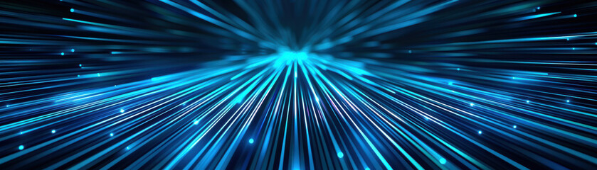 Poster - Dynamic abstract blue light streaks creating a futuristic, vibrant, and high-tech background with a sense of motion and depth.