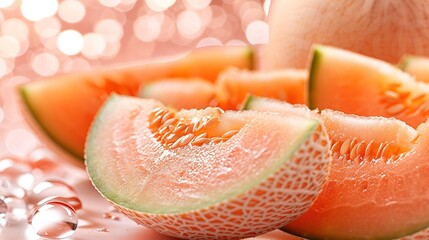   Watermelon split open, close-up, table, backdrop melons