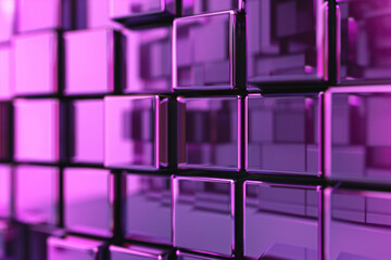 Poster -   of reflective pink cubes creating a modern geometric abstract background. Perfect for tech, design, and futuristic themes.