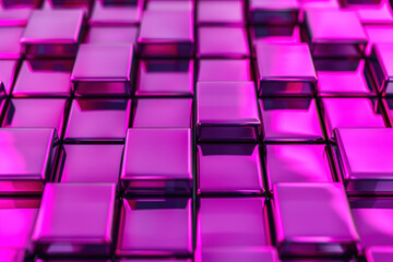 Wall Mural - A vibrant abstract background featuring a grid of shiny, reflective purple cubes creating a modern and futuristic aesthetic.