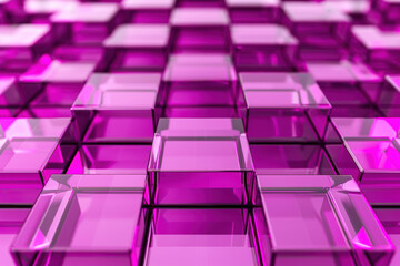 Poster - Abstract image of transparent purple cubes arranged in a mosaic pattern, creating a vibrant and modern geometric background with a  effect.
