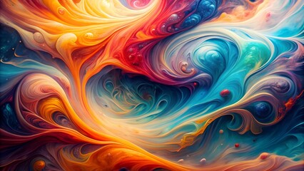 Poster - Ethereal Symphony of Hues: An Abstract Fluid Art Masterpiece  generative AI