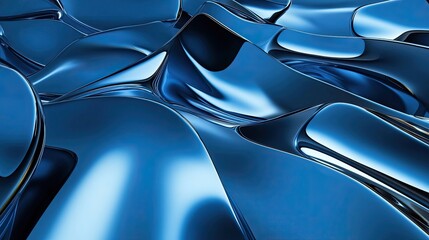 Poster - Glossy 3D blue background with reflective surfaces and sleek finishes, perfect for luxury and high-tech themes.