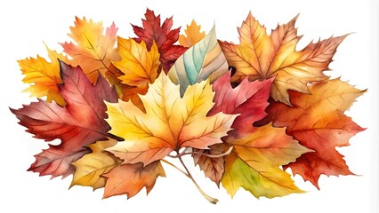 Poster - A Symphony of Autumn Leaves in Watercolor  generative AI