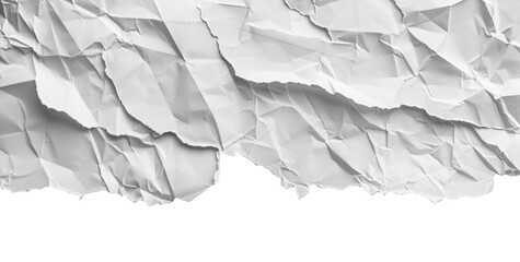 White piece of torn crumpled paper isolated on transparent background