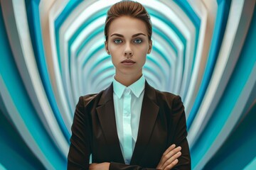 Wall Mural - Businesswoman in a stylish, symmetrical pattern.