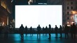 © Kenny - Silhouettes of People Observing Blank Billboard in Urban Night Scene