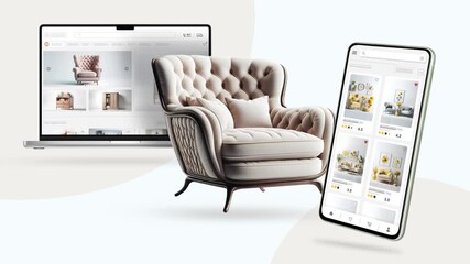 Wall Mural - Shopping and sales website for furniture. Desktop and mobile responsive design.