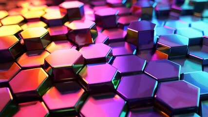 Fototapete - background with overlapping hexagons and vibrant colors, representing technological complexity
