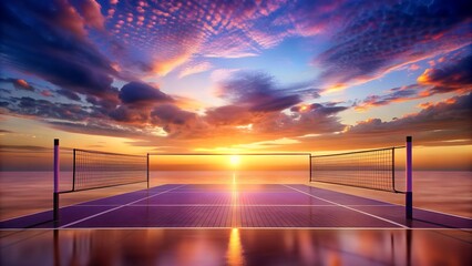 Sticker - Sunset Glow on the Volleyball Court  Generative AI