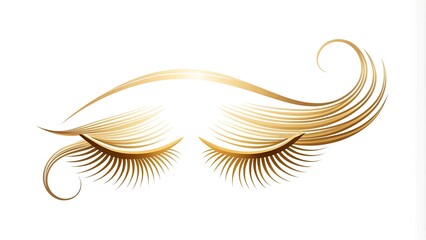 Canvas Print - Elegant Eyelash Extensions Logo: Swirling Lash Design with Gold Accents  AI Generated