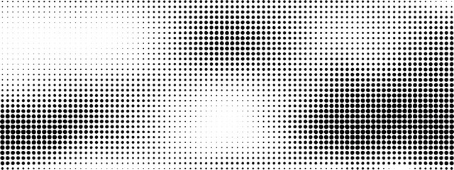 Aufkleber - Retro dotted background. Halftone dotes texture. Black and white screen wallpaper. Vector gritty backdrop.