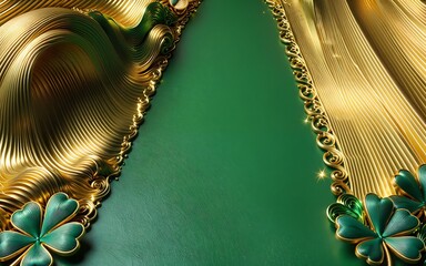 Abstract green and gold holiday background