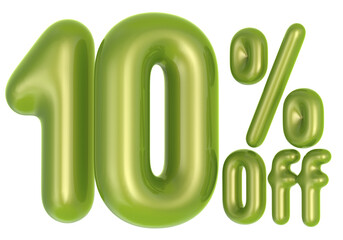 Sticker - 10 Percent Number Green Color 3d Render