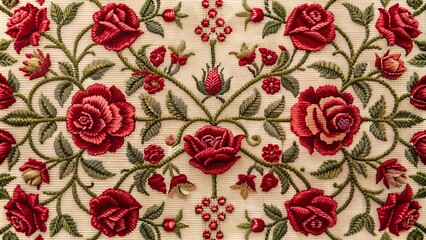 Wall Mural - Crimson Embrace: A Tapestry of Roses and Mystery  Generative AI