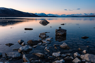 Wall Mural - Serene sunset view at Lake Tekapo, New Zealand.