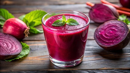 Canvas Print - Vibrant Beetroot Smoothie in a Glass, a Burst of Healthy Energy  Generative AI