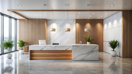 Wall Mural - Minimalist Modern Office with Warm Wood Accents  Generative AI