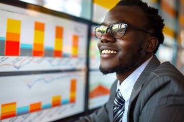 Poster - Business consultant, an African professional analyzing market trends.