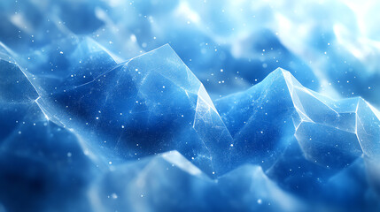 Wall Mural - A close-up of a blue, icy surface with jagged edges and a blurry background. 