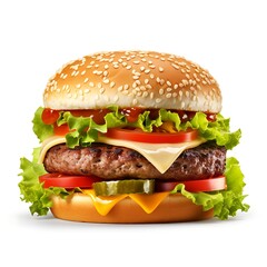 Classic cheeseburger isolated on white background