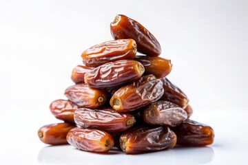Wall Mural - Isolated stack of dehydrated dates stands out against a vast blank background, creating a striking visual contrast with ample space for creative messaging.
