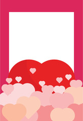 Poster - Valentine's day themed border with a big red heart and many smaller pink hearts floating upwards