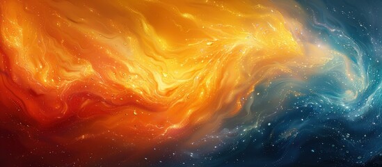 Wall Mural - abstract cosmic swirl of orange and blue