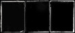 © elovich - Three blank grunge paper texture poster with white borders. Black grunge background overlay.