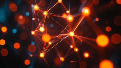 Poster - An abstract representation of technology, connectivity, and the internet with nodes and lines on a dark background.