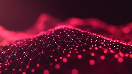 Wall Mural - the image shows a metallic red geometric abstract wave dot grid with a black-red spot lighting backg