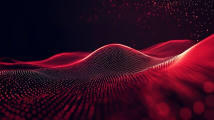 Wall Mural - an abstract geometric pattern of metallic red dots on a black-red spot lighting background. a concep