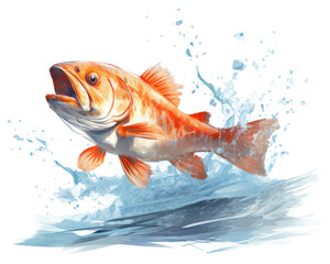 Poster - PNG Fishing animal sketch water.