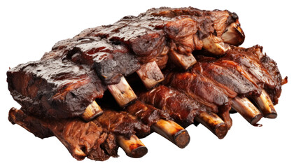 Canvas Print - PNG Grilled barbecue ribs grilling grilled meat.