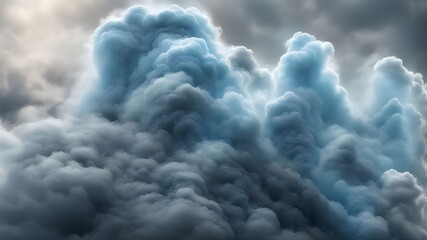 sky blue and gray smoke or cloudy