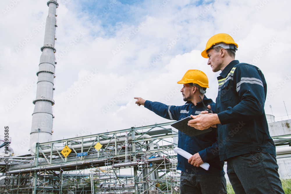 Industrial Workers Inspection Plant High visibility Helmets Operational ...